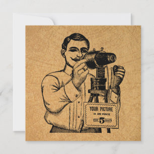 Antiker Fotograf mit Kamera Karte