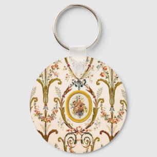 Antiker französischer Rokoko Flora Goldmedaille Schlüsselanhänger