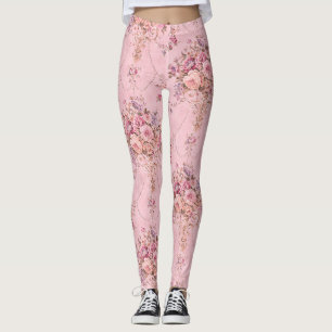 Antiker französischer Rosa Viktorianischer Blumens Leggings