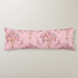 Antiker französischer Rosa Viktorianischer Blumens Seitenschläferkissen