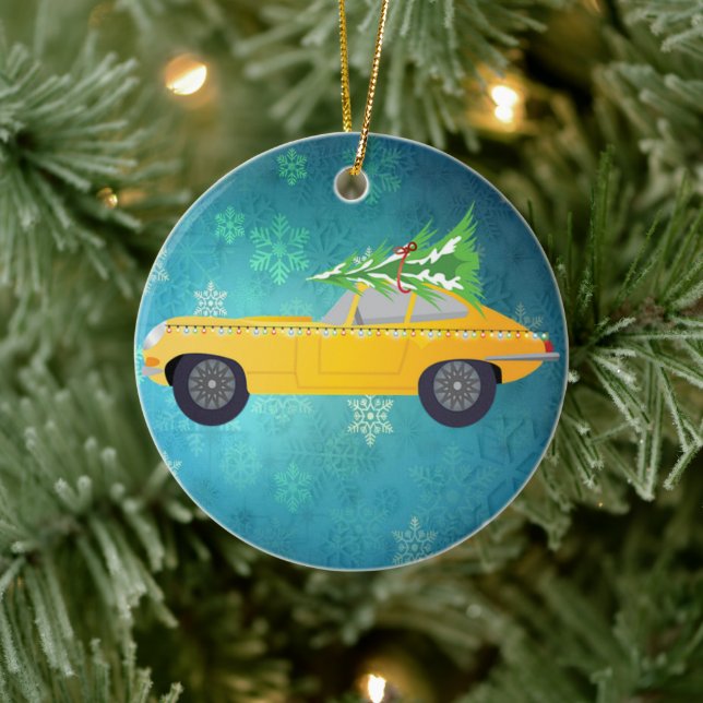 Antiker Gelber Wagen Keramik Ornament (Baum)