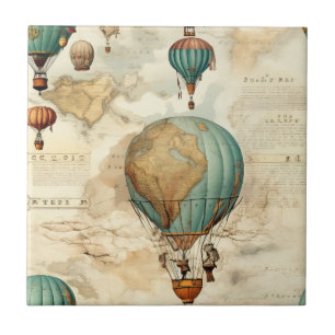 Antiker Globus Heißluftballon Antike Karte Fliese