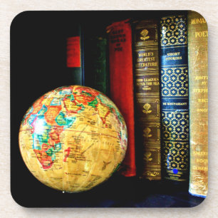 Antiker Globus und Bücher Getränkeuntersetzer