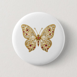 Antiker Gold-Rubin-Rot-Filigran-Schmetterlings-Bro Button