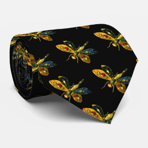 ANTIKER GOLDENER LIBELLENSCHMUCK MIT EDELSTEINEN KRAWATTE