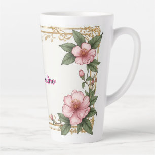 Antiker Goldrahmen mit farbenfroher Pfingstrose Milchtasse