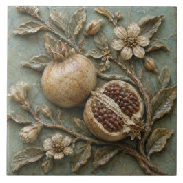 Antiker Granatapfelzweig-Faux-Relief Fliese