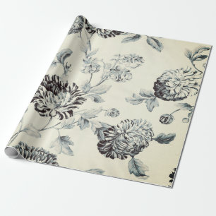 Antiker grauer Vintager Botanischer Blumengarten Geschenkpapier