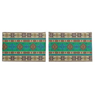 Antiker grüner türkischer Kilim-Teppich Kissenbezug