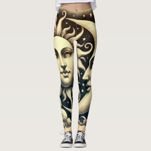 Antiker Himmel mit Sonne und Mond Leggings