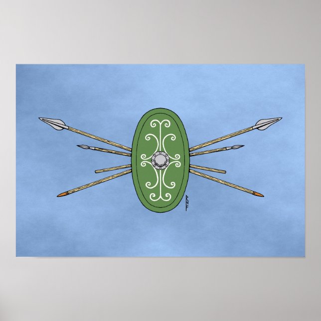 Antiker Himmelsschild und Speere Poster (Vorne)