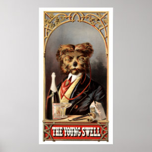 Antiker Hund mit Monocle Poster