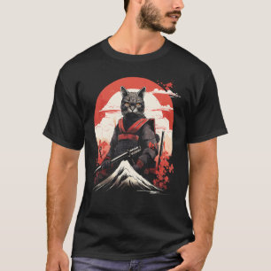 Antiker Japan-Krieger-Ninja-Katze-Samurai-Kitty T-Shirt