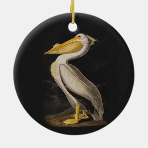 Antiker John James Audubon Weißer Pelikan Küste Keramikornament