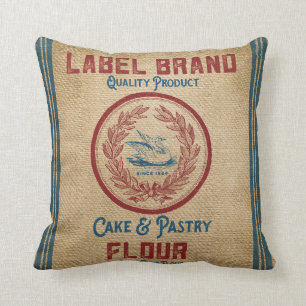 Antiker Jute-Hühner-Mehl-Sack Kissen