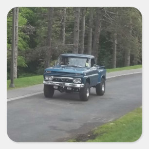 Antiker klassischer Lieferwagen-LKW des Blau-GMC Quadratischer Aufkleber