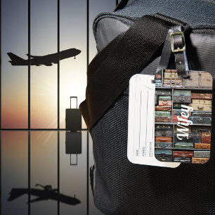 Antiker Koffer Ehefrau Reise Fernweh Foto Gepäckanhänger