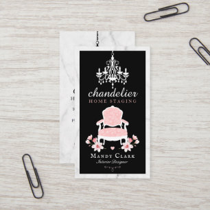 Antiker Kronleuchter und Viktorianischer floraler Visitenkarte