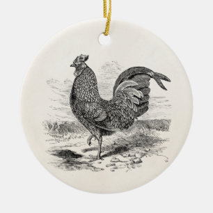 Antiker Kulm-Hahn Huhn - Hühner Henne Keramikornament