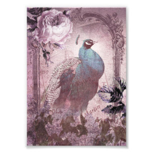 Antiker Lavendel-Viktorianischer Pfau Fotodruck
