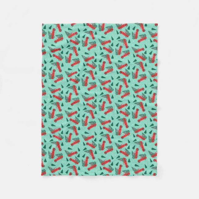 Antiker Lieferwagen LKW Weihnachtsbaum Pattren Fleecedecke (Vorderseite)