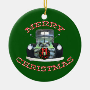 Antiker LKW-Weihnachtsschmuck Keramik Ornament