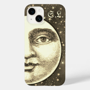 Antiker Mann im Mond Vollmond Gesicht Sepia Gold Case-Mate iPhone 14 Hülle