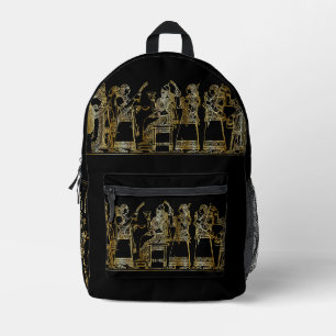 Antiker mesopotamischer goldener Relief-Rucksack m Bedruckter Rucksack
