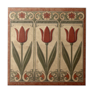 Antiker Mission-Stil Roter Tulpenfries Fliese