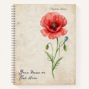 Antiker Mohn Papaver rhoeas aus der Renaissance Notizbuch