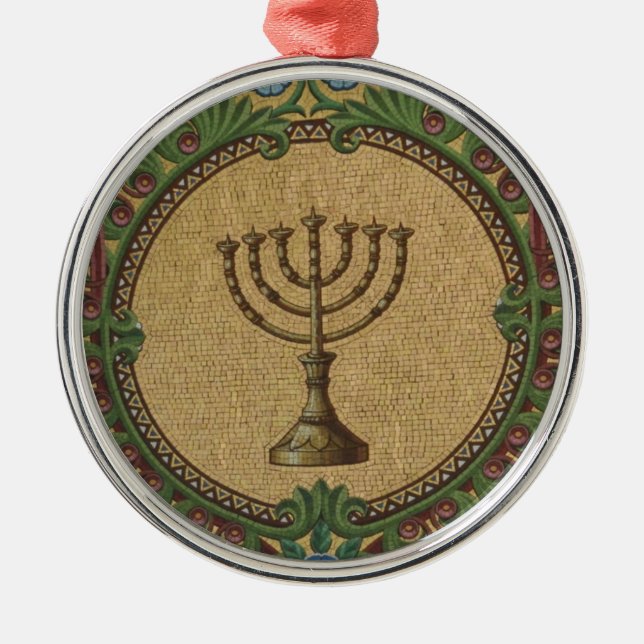Antiker Mosaik-Tempel Menorah Ornament Aus Metall (Vorne)