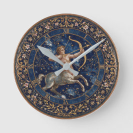 Antiker Mosaik-Zodiak-Schütze Runde Wanduhr