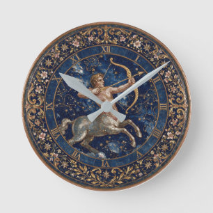 Antiker Mosaik-Zodiak-Schütze  Runde Wanduhr