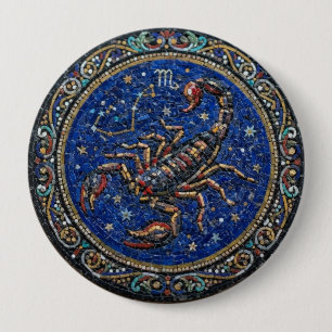 Antiker Mosaik-Zodiak-Skorpion im Stil der Antike Button