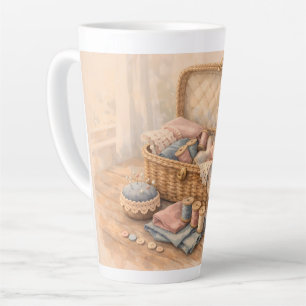 Antiker Nähkorb Landhausstil Pastell Milchtasse