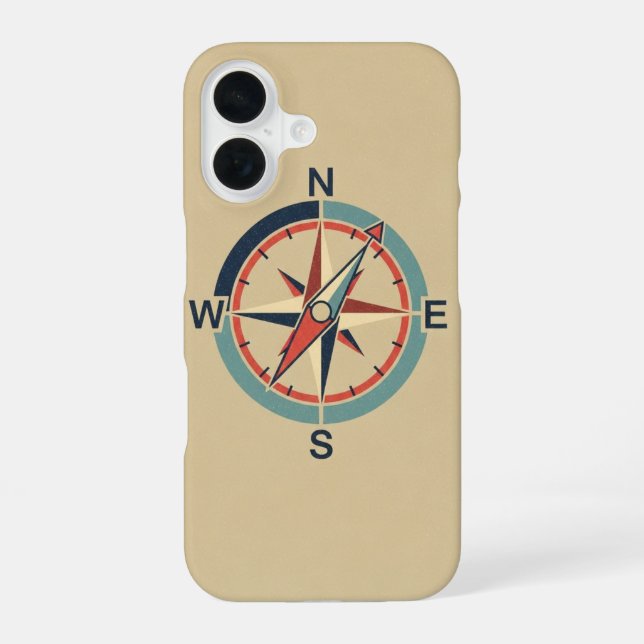 Antiker nautischer Kompass iPhone 16 Hülle (Rückseite)
