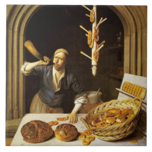 ANTIKER OFEN-BÄCKER, BÄCKEREI-BROT-GESCHÄFT FLIESE