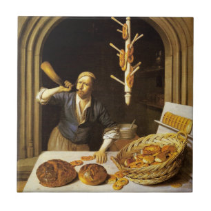 ANTIKER OFEN-BÄCKER, BÄCKEREI-BROT-GESCHÄFT FLIESE