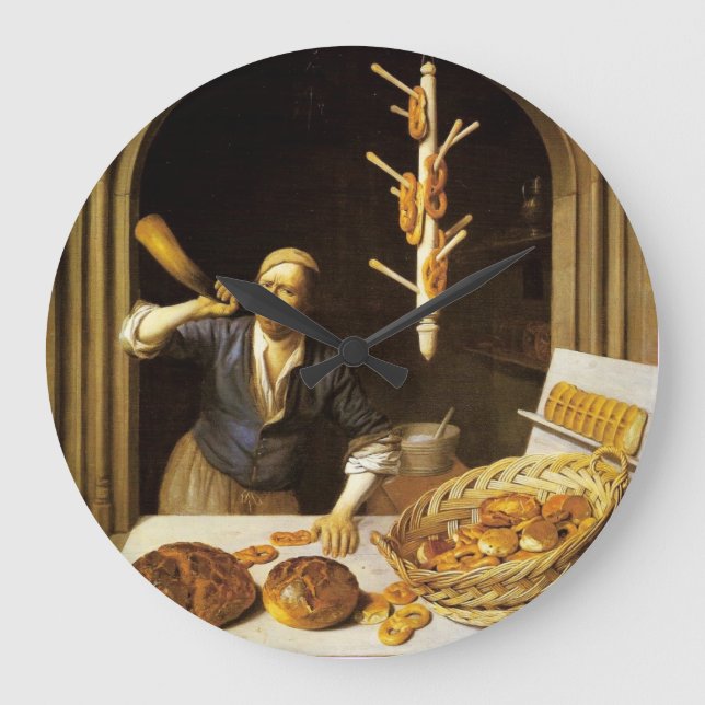 ANTIKER OFEN-BÄCKER, BÄCKEREI-BROT-GESCHÄFT GROßE WANDUHR (Vorderseite)