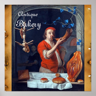 ANTIKER OFEN BÄCKER, BÄCKEREI BROT SHOP POSTER