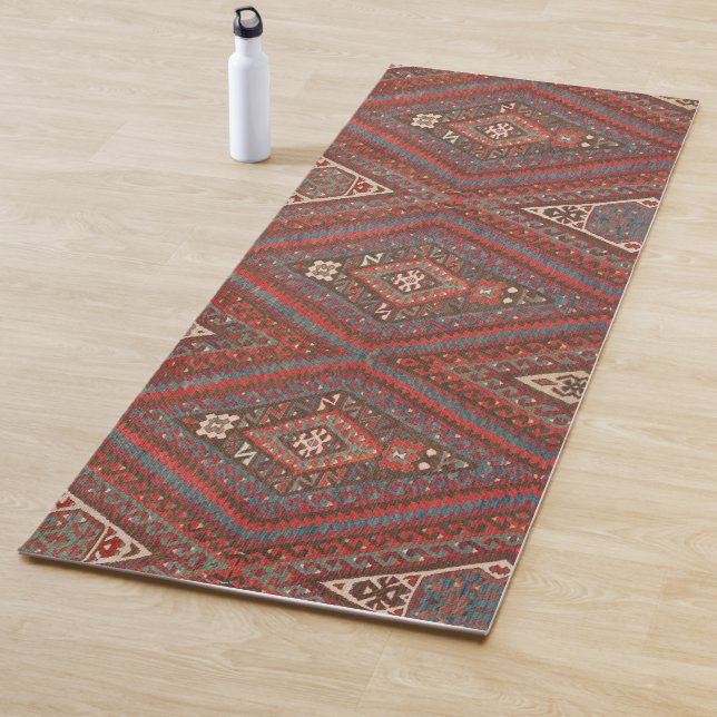 Antiker Orientalisch verblichenes Brown Kurdisch K Yogamatte (Beispiel)