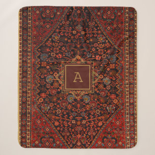 Antiker orientalischer Teppich Monogramm Rot Burgu Sherpadecke