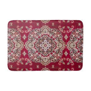 Antiker orientalischer Vintage-Teppich in Maronrot Badematte