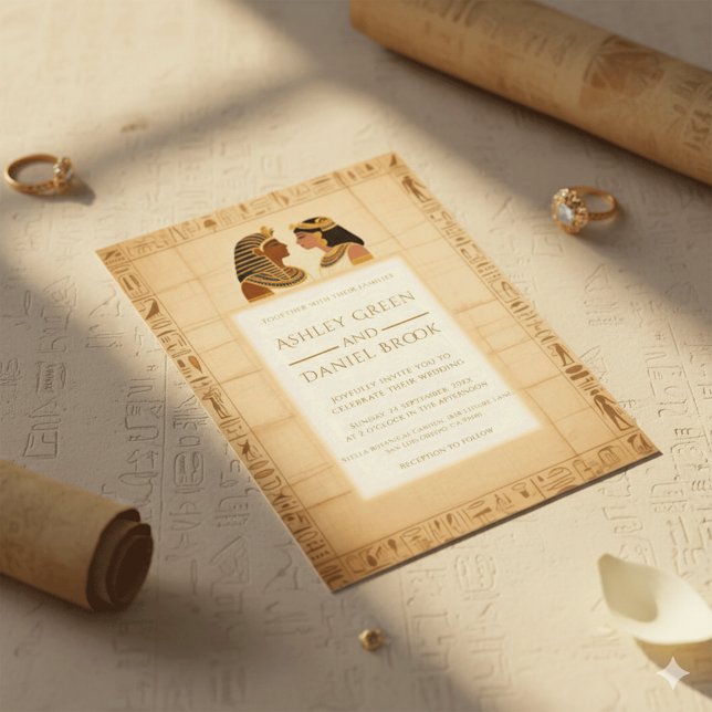 Antiker Papyrus König und ägyptische Hochzeit der  Einladung (Von Creator hochgeladen)