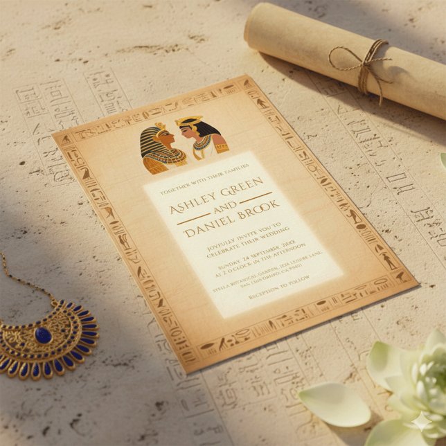 Antiker Papyrus König und ägyptische Hochzeit der  Einladung (Von Creator hochgeladen)