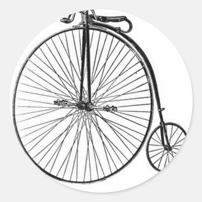 Antiker Penny Farthing Bicycle Runder Aufkleber (Vorderseite)