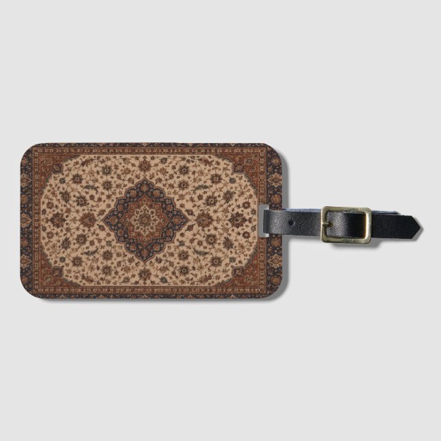 Antiker Perserteppich-Muster-Leder-Geldbörse | Kla Gepäckanhänger (Vorderseite (Horizontal))