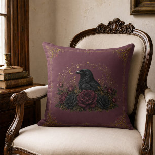 Antiker Pflaumen-Victorian-Gothic-Rabe-Blumen-Wurf Kissen