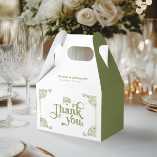 Antiker Rahmen in Vintage-Olivgrün Danke Geschenkschachtel