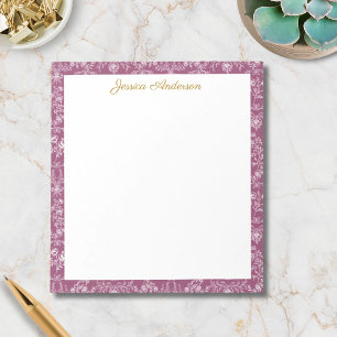 Antiker Rococo-Blumen Floral personalisierter Name Notizblock